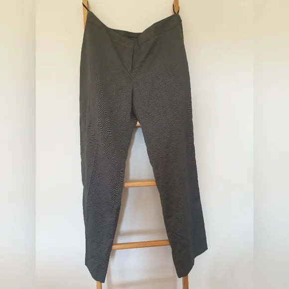 David Lawrence Stripe Wide Leg Welt Pants Taupe - Picture 2 of 4